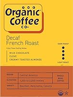 Vista 2 de THE ORGANIC COFFEE CO. DECAF French Roast Café de Grano Entero 2 Libras (32 Onzas) Tostado Oscuro Procesado Naturalmente con Agua Orgánico USDA