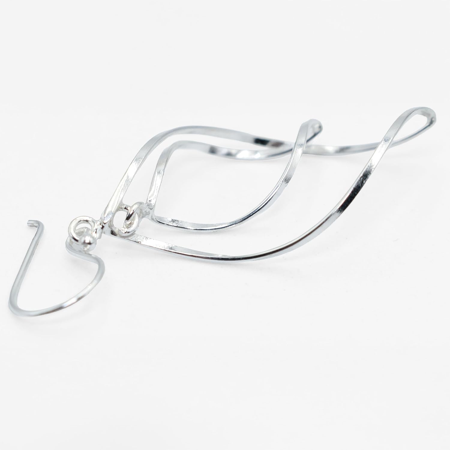 Sterling Silver Dangle Drop Statement Earrings, 1.70 Inch Open Leaf Design, 925 Silver - Image 3