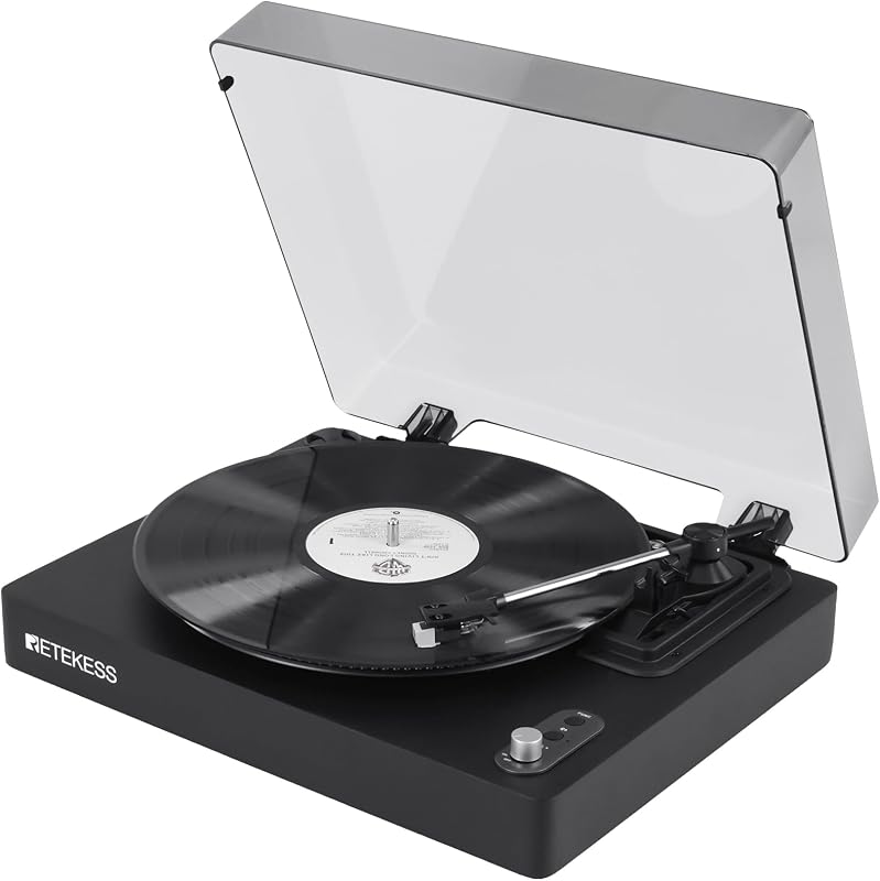 Retekess TR643 Vinyl Record Player, 3-Speed Wireless Turntable | for Vinyl Beginners,33/45/78 RPM, Belt Drive with Auto Stop, Moving Magnet Cartridge (AT-3600L), RCA Line Out, Headphone Jack