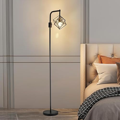 Miniatura 8 de Lámpara de pie regulable para sala de estar, 1 lámpara rústica de pie alta, moderna lámpara de pie brillante, lámpara de pie industrial para