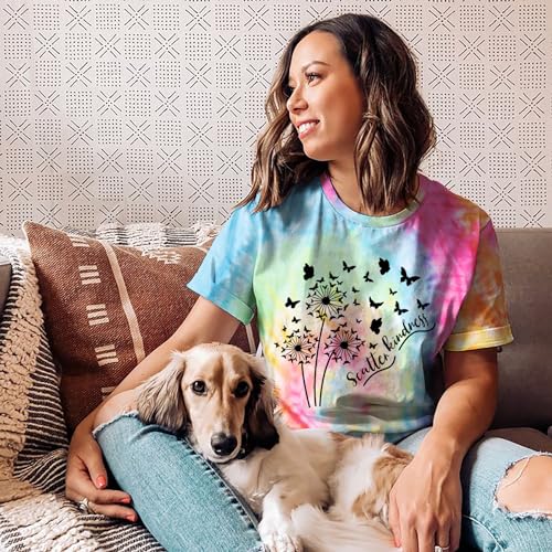 hohololo Dandelion Shirt Women Inspirational Graphic Tee Spread Kindness Tshirt Women's Funny Cute Flower Tops3