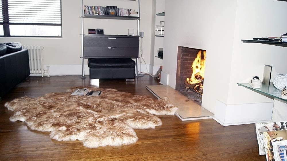 Natural Luxury Soft Premium Quality Durable Thick & Lush New Zealand Sheepskin Wool Fur Area Rug, 2 ft x 6 ft, Natural