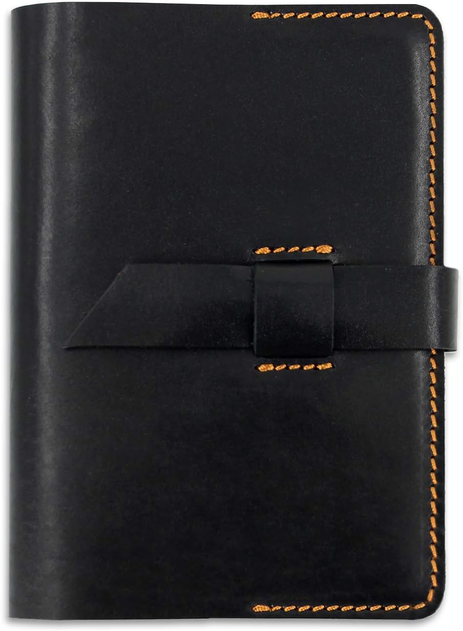 Handmade Genuine Leather Refillable A6 Notebook Journal (Black)
