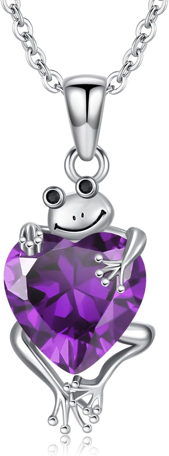 LONAGO Frog Necklace Birthstone Frog Pendant Necklace Present for Women Friends