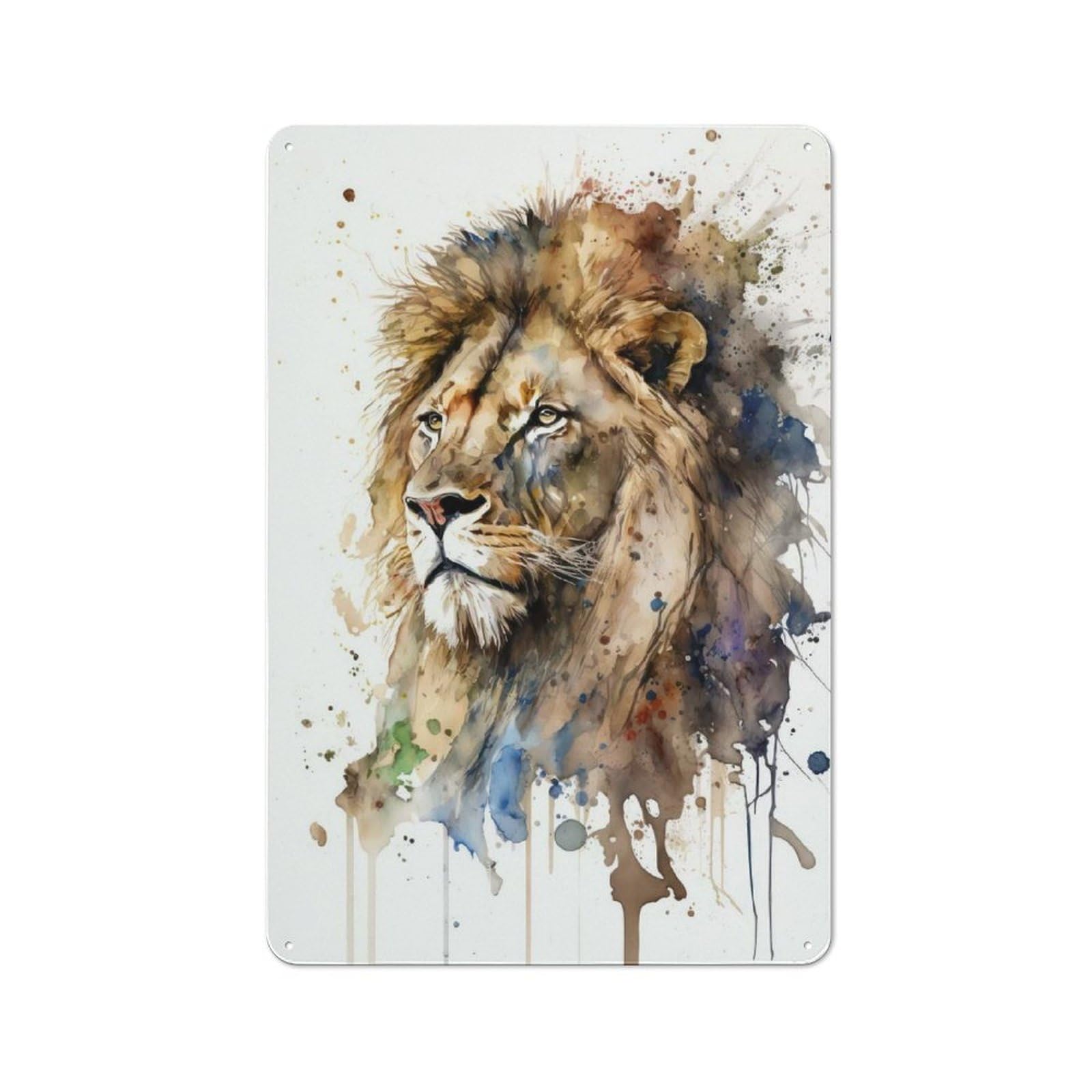 Junmoney Lion Watercolor Shed Metal Sign With Design 30X20cm, Outdoor Room Shed Wall Decor For Shed, Garden Room, Porch Or Garage