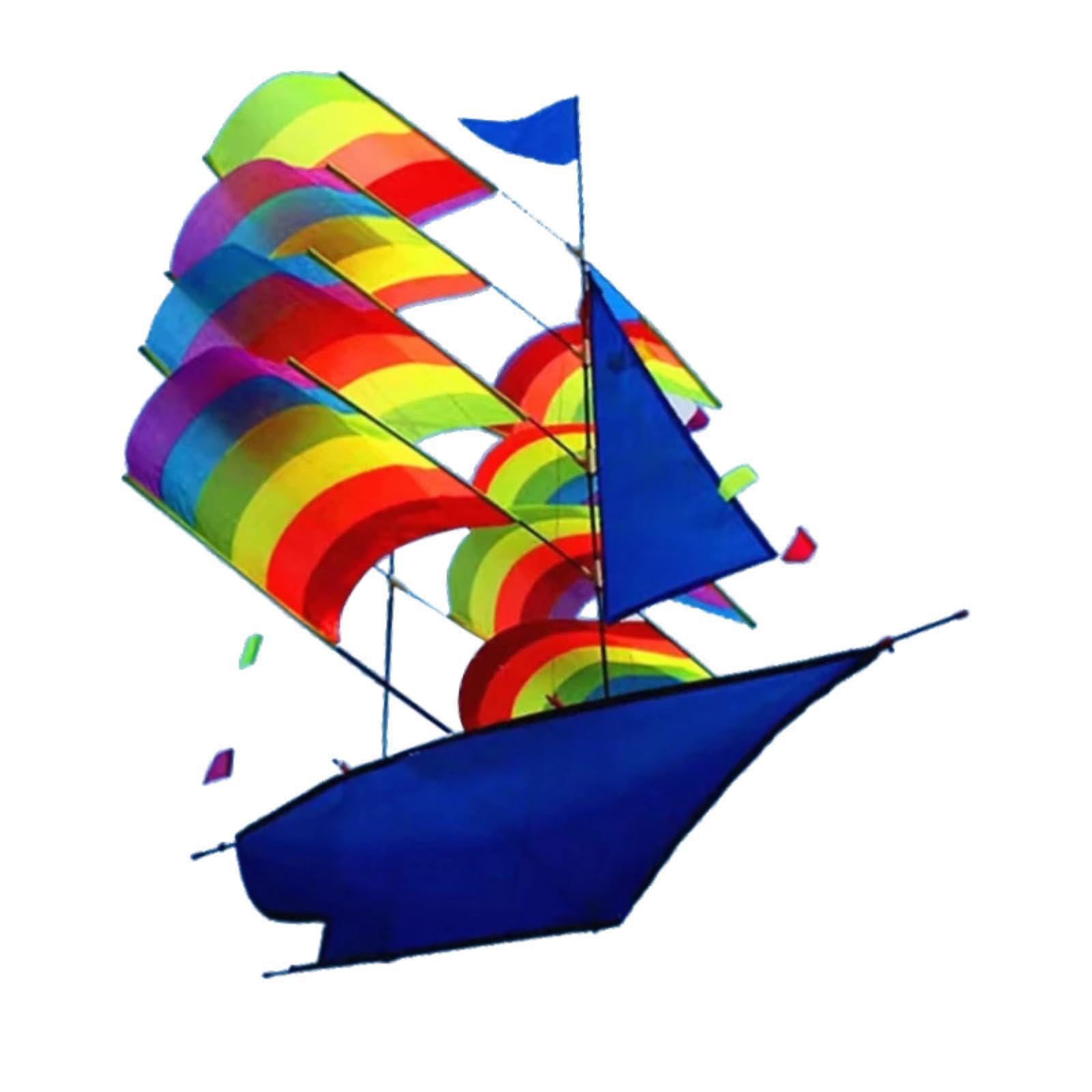 Aquilone a Grande Nave Colorata 3D Arcobaleno Aquilone Giocattolo Volante Giochi all'aperto per Bambini Gioco Attivo e Divertimento Nave Colorata di