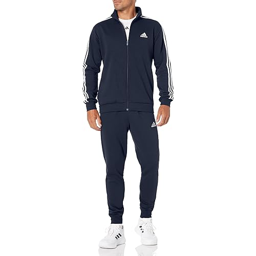 adidas Mens Sportswear Basic 3-stripes Fleece Track Suit