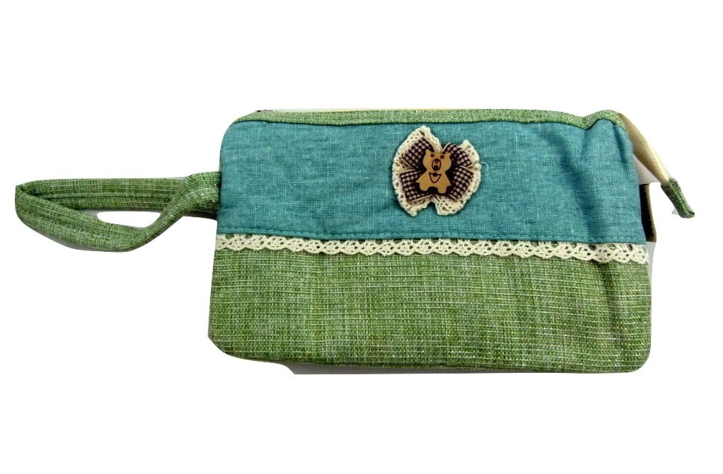 ZakkaDesign 3 in 1 Pockets Make-up Accessories Hand Pouch Bag with Hand Strap - Green