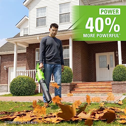 Image of Greenworks 40V (160 MPH / 700 CFM) Cordless Brushless Axial Leaf Blower, 8.0Ah Battery and Charger Included
