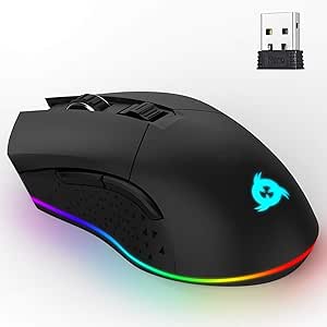 KLIM Blaze - Souris Gamer sans Fil RGB - Rechargeable + Capteur Haute Précision avec Batterie Longue Durée + 6000 DPI Réglable + Modes et sans Fil + NOUVEAUTÉ 2022+ (Noir)