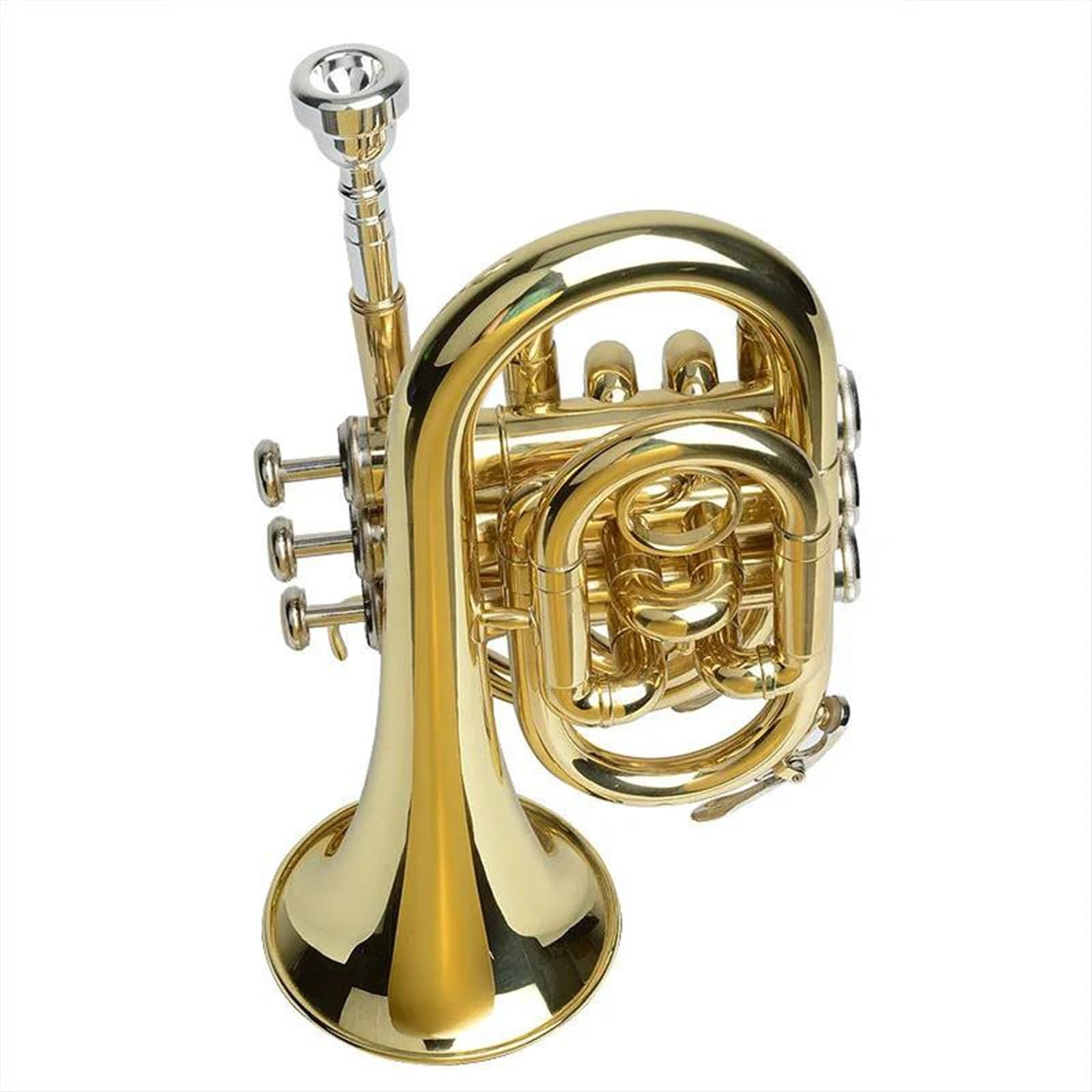 Trompeten Messinglack B-Trompete Kornett Mini-Taschentrompete Edelstahl Professionelles Trompetenmusikinstrument