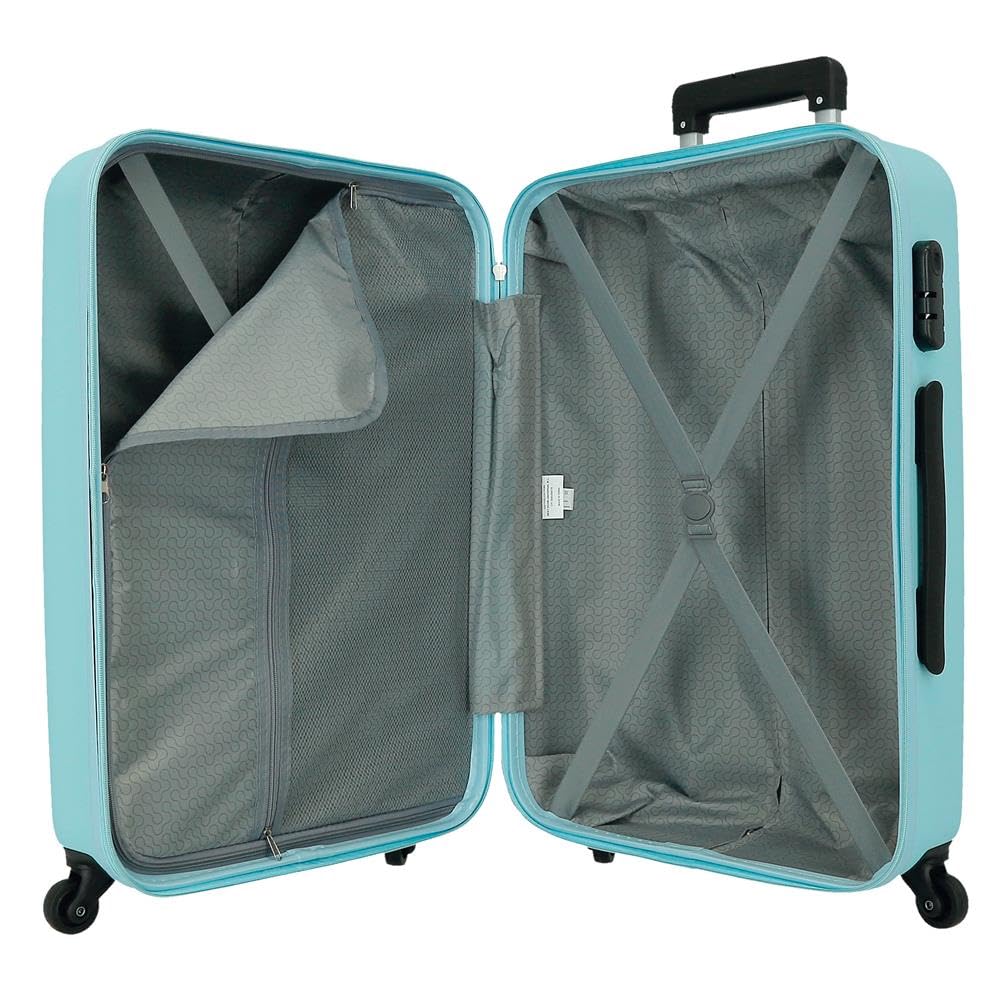 ROLL ROAD Flex walizka średnia niebieska 46 x 65 x 23 cm twardy ABS zamek szyfrowy boczny 56 l 3,15 kg 4 podwójne kółka, niebieskawa, azulon, Niebieskawy, 46x65x23cm, Azulon