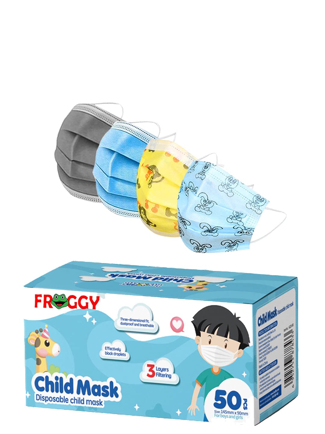 Mango People Kids 3-Ply Disposable Surgical Face Mask,Adjustable Nose Pin, Multi Colors (Pack of 100 Pcs Kids Face Mask) MPK100-3PLY-GRY,BL,Pr.BL,Pr.YL (B09Y95719W) Amazon Price History, Amazon Price Tracker