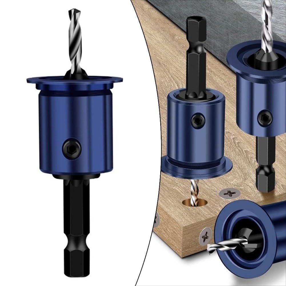 Punta da Trapano svasatrice con Gambo da 8 mm, limitatore di Nucleo, Sile per Lavorazione del Legno con Collare di Arresto reabile