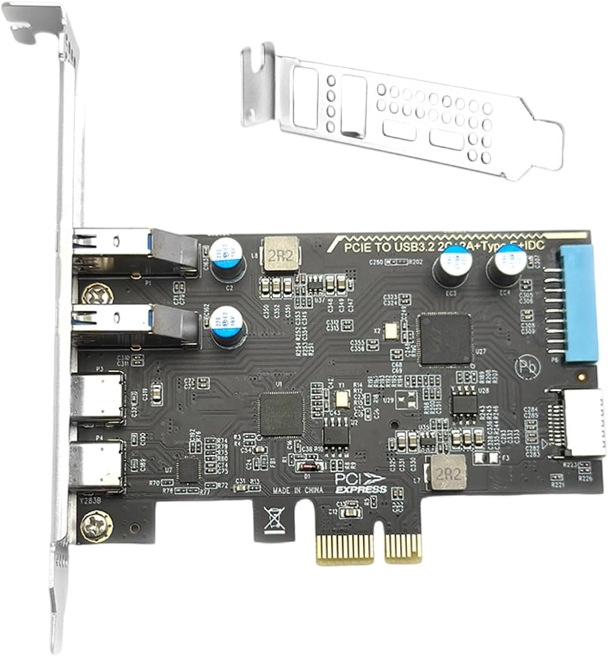 2ポートUSB-A増設PCI Expressインターフェースカード／PCIe 3.0 x4／各ポートで10Gbpsに対応／USB 3.2 Gen 2準拠 PCIe拡張カード／標準&ロープロファイル対応／ 金メッキインターフェイスを備えたユニバーサル PCIe 拡張アダプタは耐久性と放熱性を強化 PCIe カード