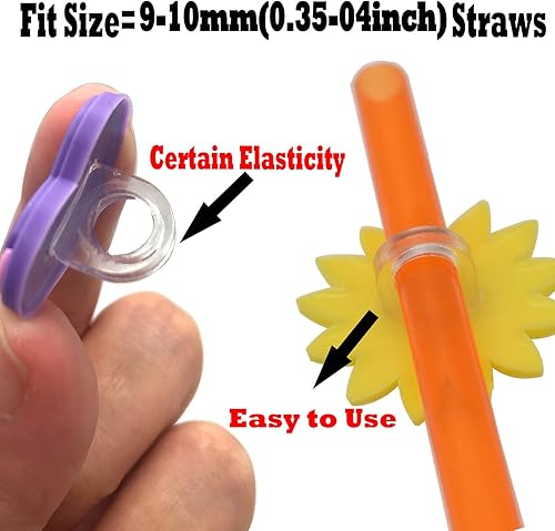 Miniatura 8 de Gibleitz Paquete de 100 adornos de paja a granel al azar diferentes para pajitas de vaso, bonitos adornos de PVC coloridos para popotes