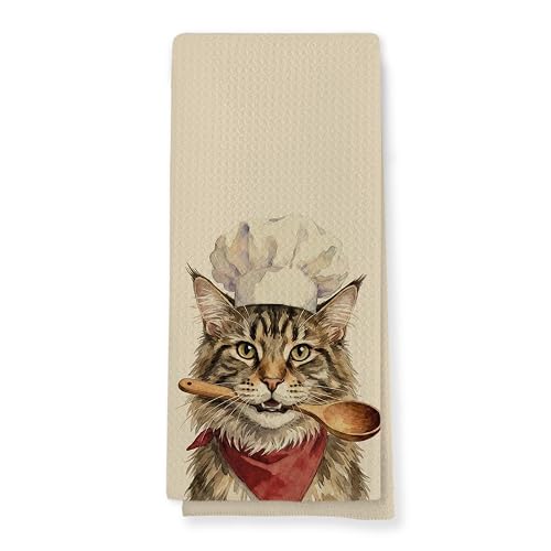 Maine Coon Cat Gifts Vintage Kitchen Towels, Cat Theme Lovers