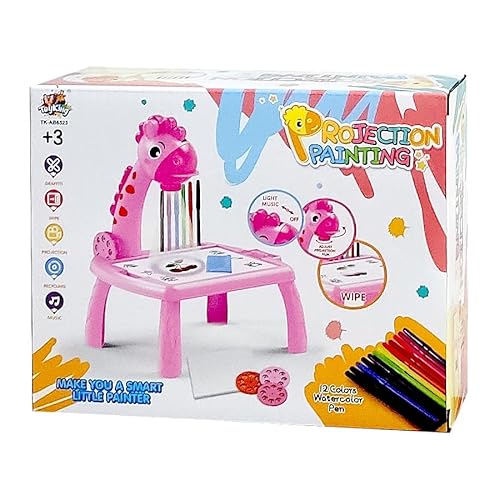Projetor para Desenhar e Pintar Mesa Infantil de Girafa Rosa