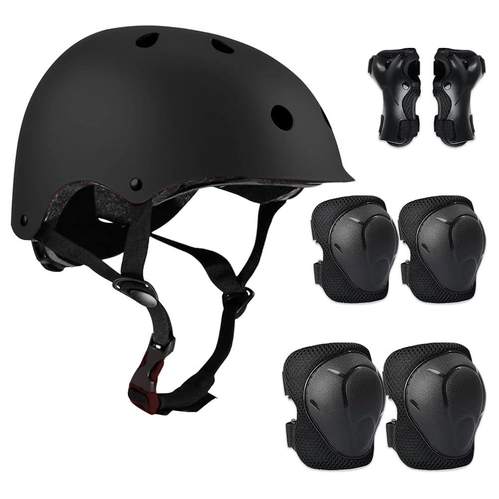 Set di Casco Protezione Bambini, 7 in 1 Set di Casco Regolabile Gomitiere Polso Ginocchiere per Skateboard, Bicicletta, Pattinaggio, Monopattino