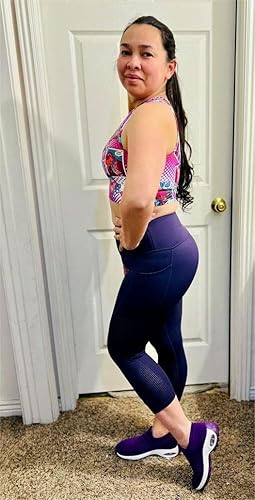 Miniatura 2 de RAYPOSE Leggings de entrenamiento para mujer con bolsillos, talla grande, para gimnasio, cintura alta, pantalones de yoga capri con corte de malla