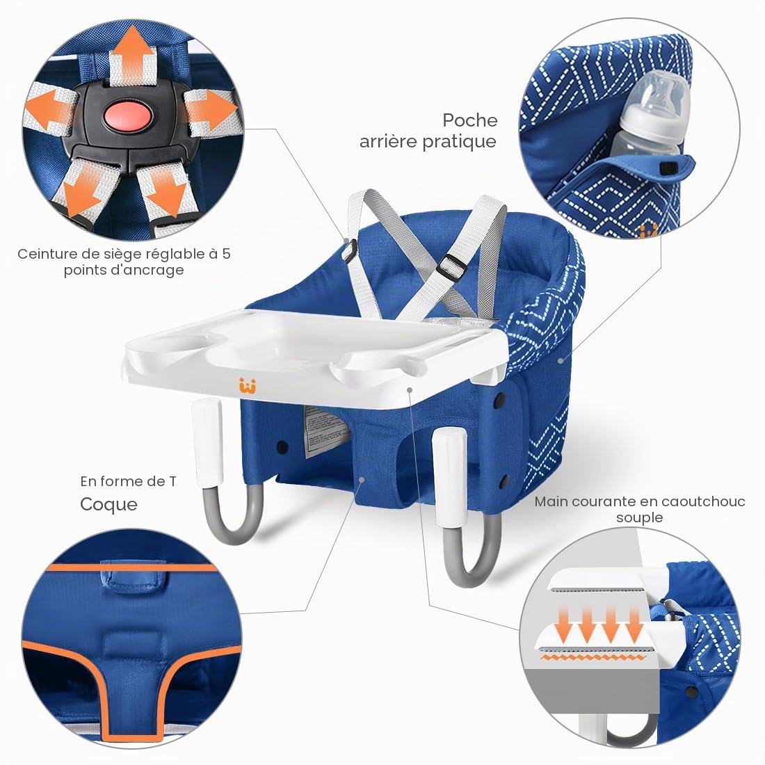 MTWML Accrocher sur chaise haute avec plateau, chaise haute portable pour bébé qui se colle à la table, à clipser sur la table rapide, chaise haute pour bébés et tout-petits. Siège pour bébé pour