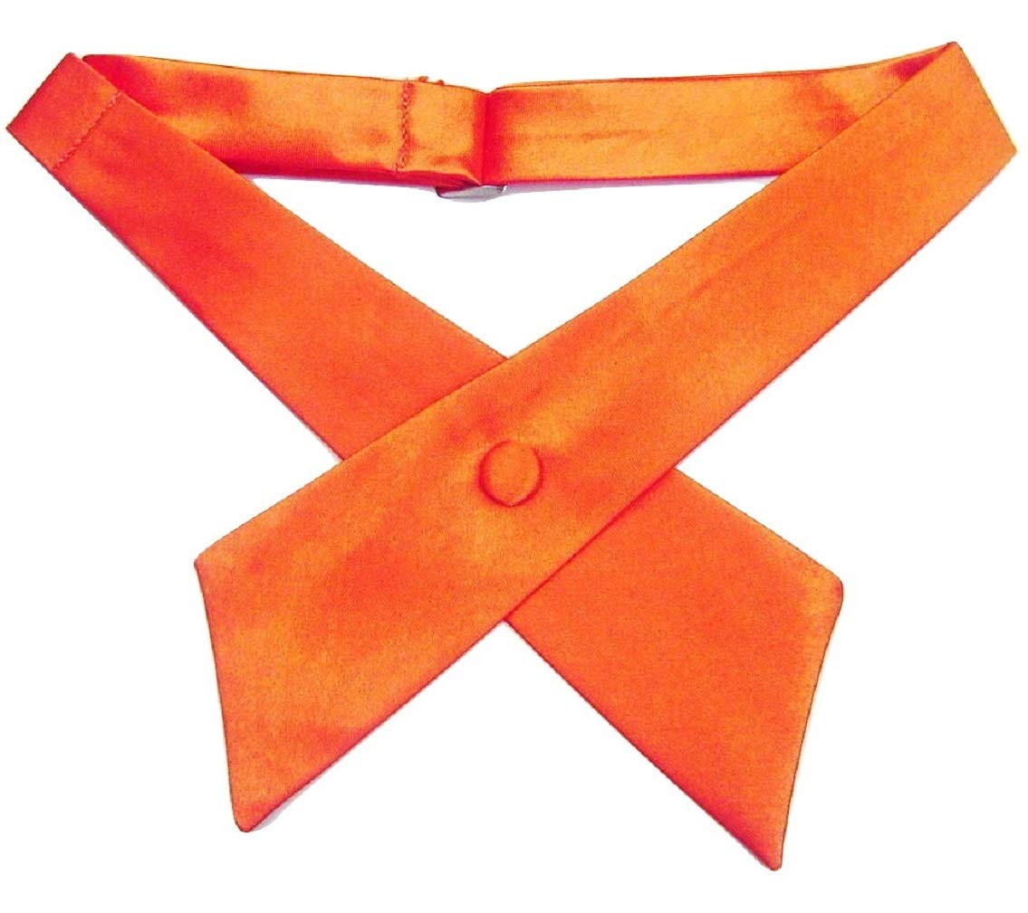 Ll. Men's Orange L&L® Unisex Cross Over Bowtie Necktie Cravat Pre Tied Adjustable Bow Tie Satin (Orange)