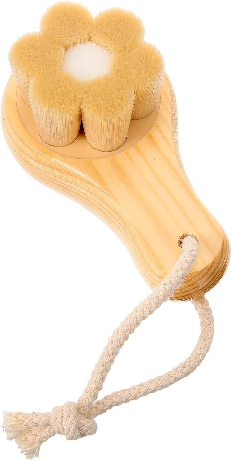 Face Cleansing Brush Soft Beige Wood Handle for Gentle Exfoliation