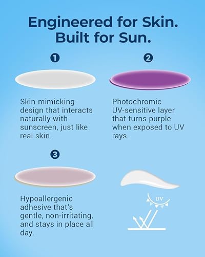 Miniatura 4 de Paquete de 80 calcomanías de detección UV para protector solar, calcomanías de protección solar para niños y adultos, impermeable, puntos de