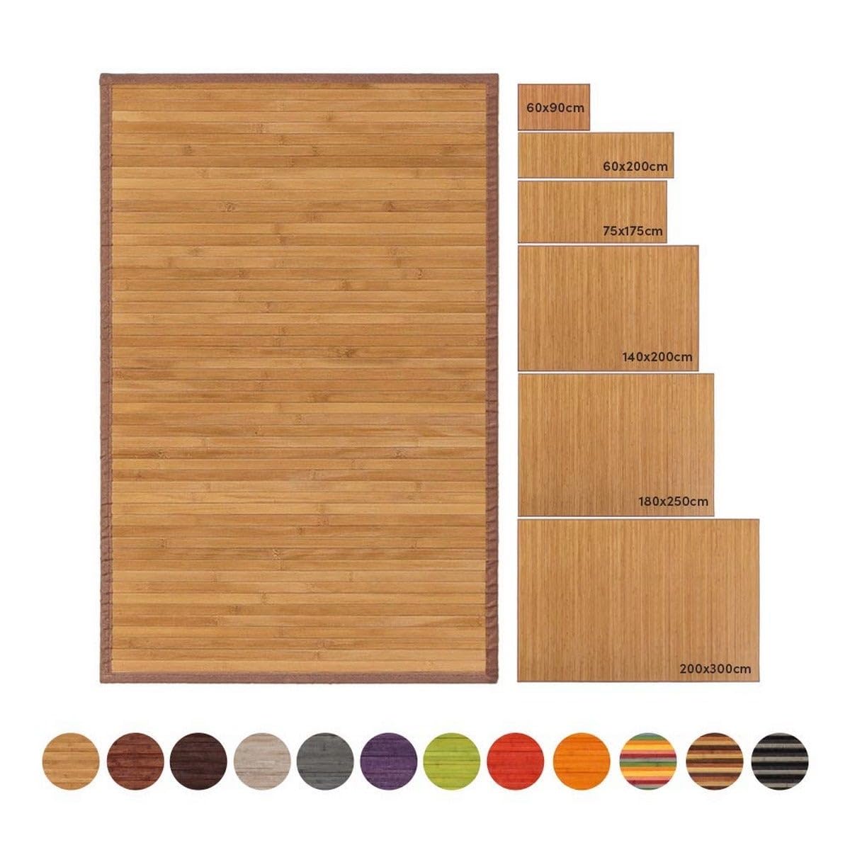 LOLAhome - Alfombra para Salón de Bambú Natural Antideslizante de 200x300 cm Marrón Claro, Resistente a la Humedad y Manchas. Ideal para Cocina, Dormitorio, Comedor y Salón
