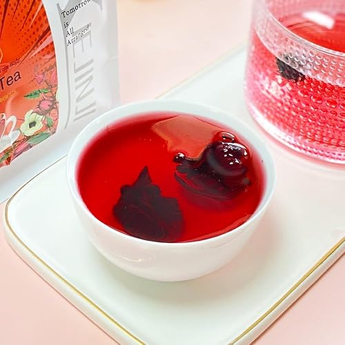 Miniatura 4 de XIEJINJI Té de hibisco, flores de hibisco secas naturales, té de hierbas, 3.5 oz100 g refrescante sabor a tarta, sin cafeína, bolsa resellable