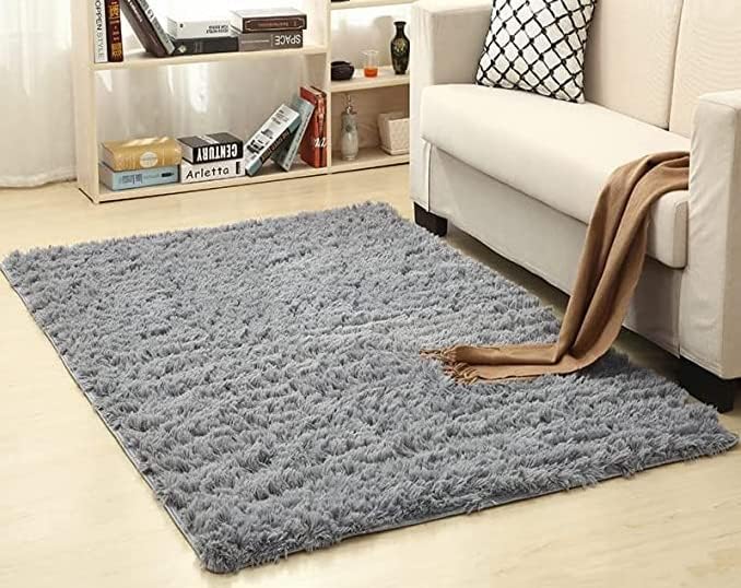 Azptan Rugs Living Room Large, Fluffy Faux Fur Bedroom Area Rugs, Soft Tie-Dye Shaggy Anti Slip Thick Modern Rug, Plush Kids Baby Room Carpet Home Decor Brown, 120x160cm(3.9x5.2ft)