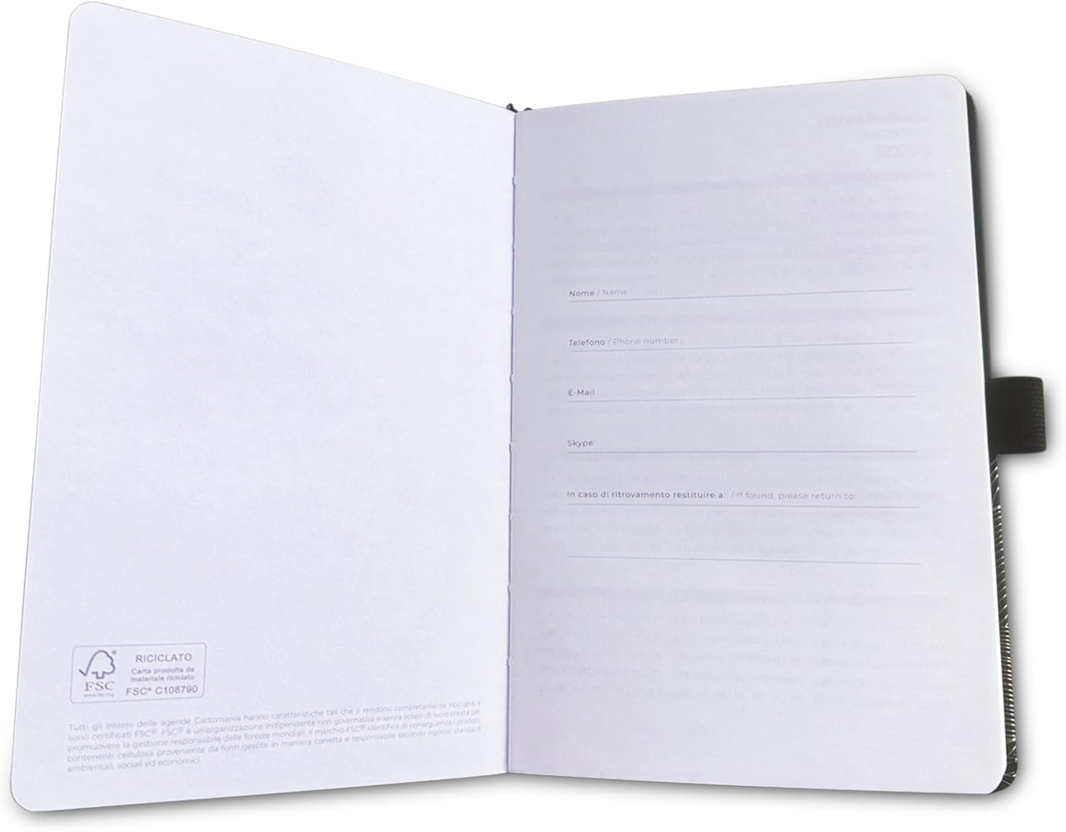Daily Calendar 2026 M 12 Months Fantasize, 12 x 18 cm, Hard Cover, Folding Pocket, Elastic Pen Holder and Bookmark