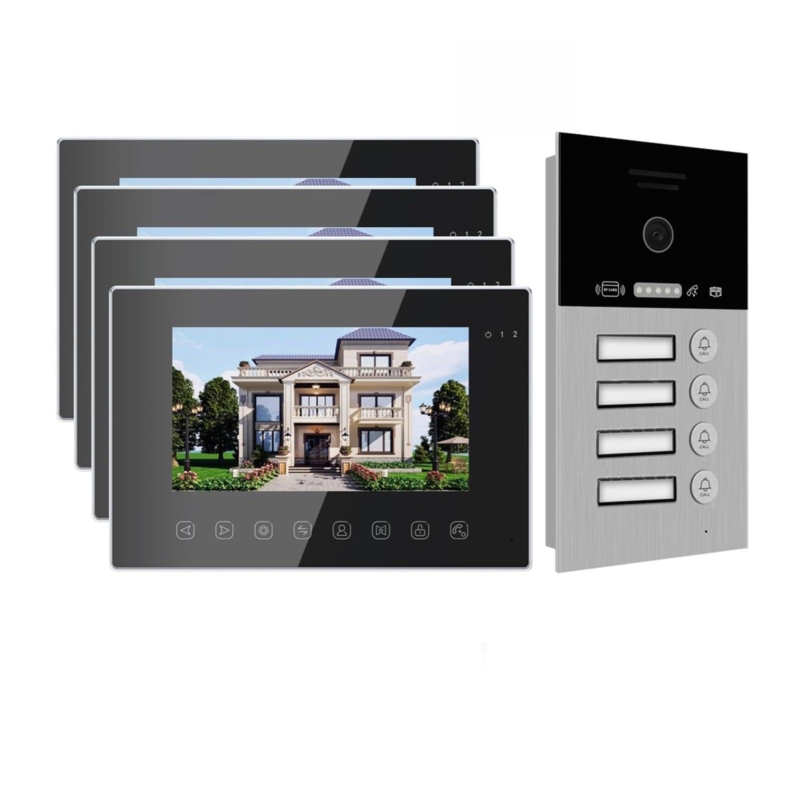 Wideodomofon, 7-calowy inteligentny wideodomofon Tuya 1080P, bezprzewodowy Wi-Fi, karta RFIC, dzwonek do drzwi, domofon, portier(P253C-4M714B4-86G4)
