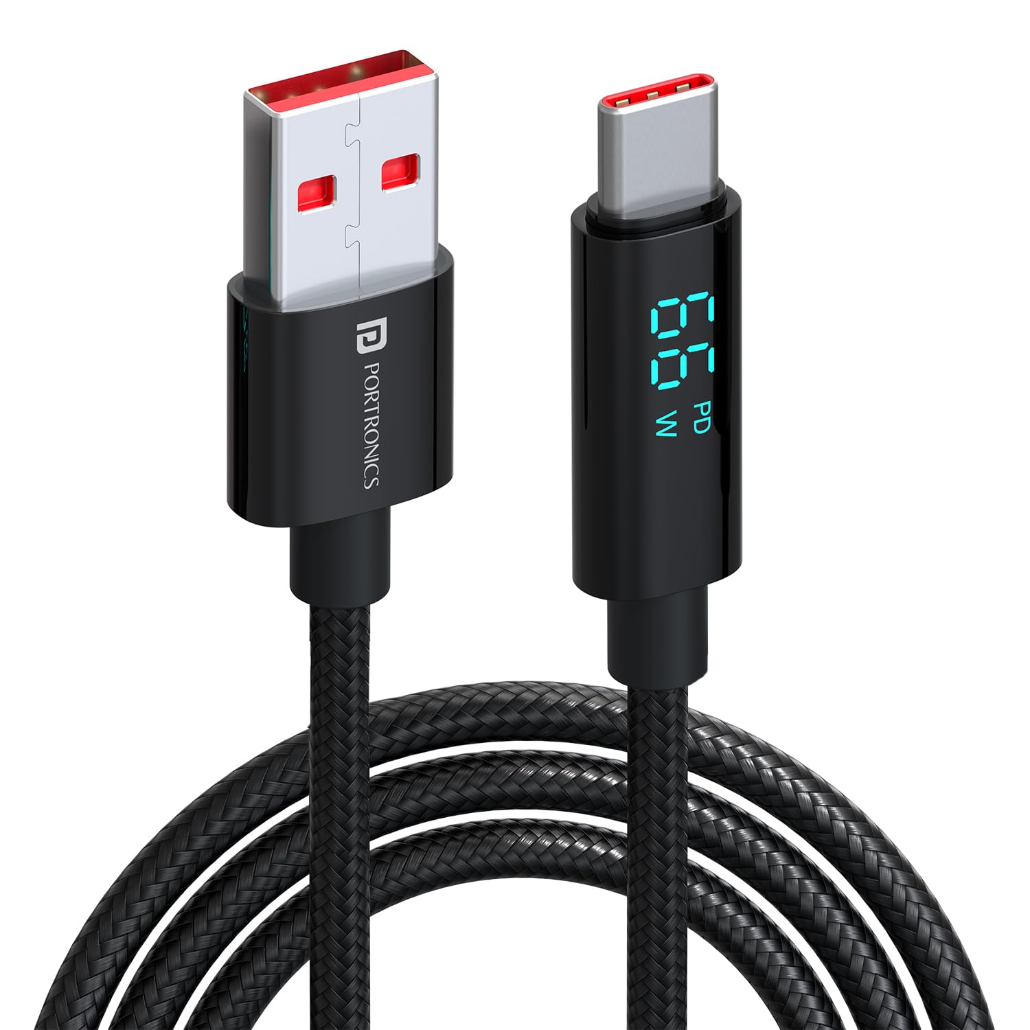 See full amazon price history chart for Portronics Konnect View 66W Type C Cable with LED Display 6.5A Output, Nylon Braided, Fast Data Sync, 1.2M Length, Tangle Resistant(Black) Portronics Konnect View 66W Type C Cable with LED Display 6.5A Output, Nylon Braided, Fast Data Sync, 1.2M Length, Tangle Resistant(Black) (B0CKMRHF3M) Amazon Price History, Amazon Price Tracker