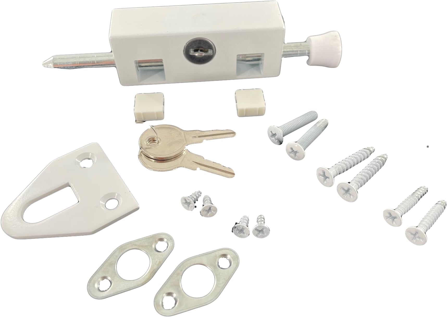 Pro-Lok Entry Armor EPL-106-W Patio Door Lock- Keyed Lg Rectangle (White Finish)