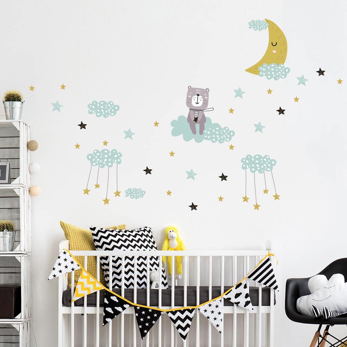 Pegatinas de pared para niños, decoración del dormitorio del bebé, adhesivo de pared escandinavo, 120 x 180 cm