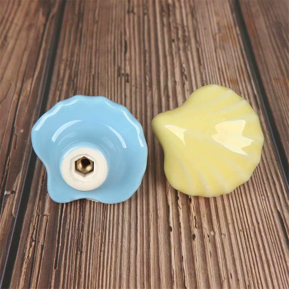 Ceramic Knobs,C10 pcs Ceramic Shell Shape Door Knobs, Creative Multicolor Candy Color Door Handles Pulls for Nursery Cupboard/Cabinet/Wardrobe/Drawer Decors (Color : Pink)