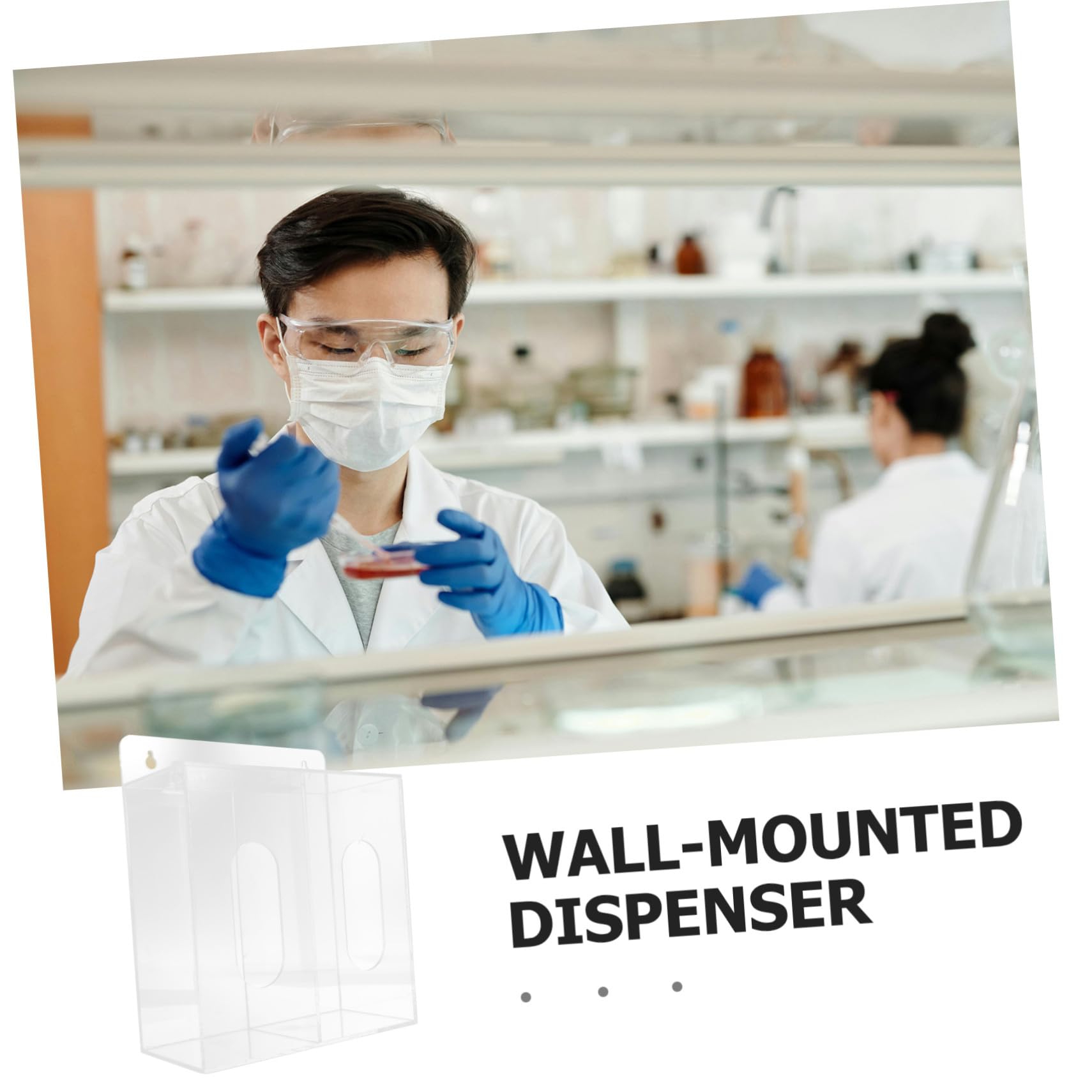 VALICLUD Distributeur Mural en Acrylique pour Moufles et Masques avec Deux Compartiments, Design Gain de Place, pour Laboratoires et Environnements Professionnels