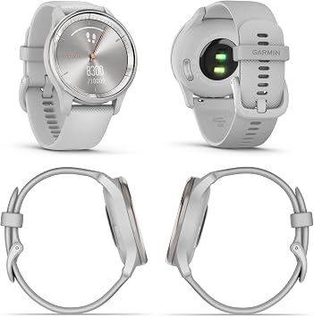 Garmin vivomove Trend 40 mm Hybrid Women Smartwatch, Silver Stainless Steel Bezel with Mist Gray Case with Wearable4U E-Bank Bundle