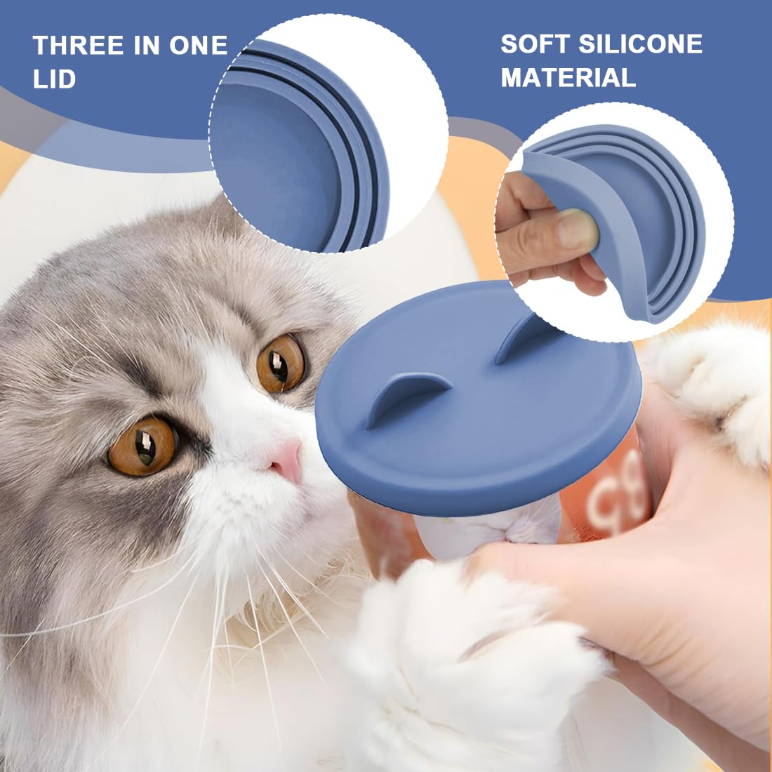 Coperchi in Silicone per Lattine di Cibo per Cani e Gatti, 2 Pezzi, Tappi per Lattine con Taglia 3 in 1, riutilizzabili, Dimensioni Universali, Coperture Silicone per lattine animali domestici