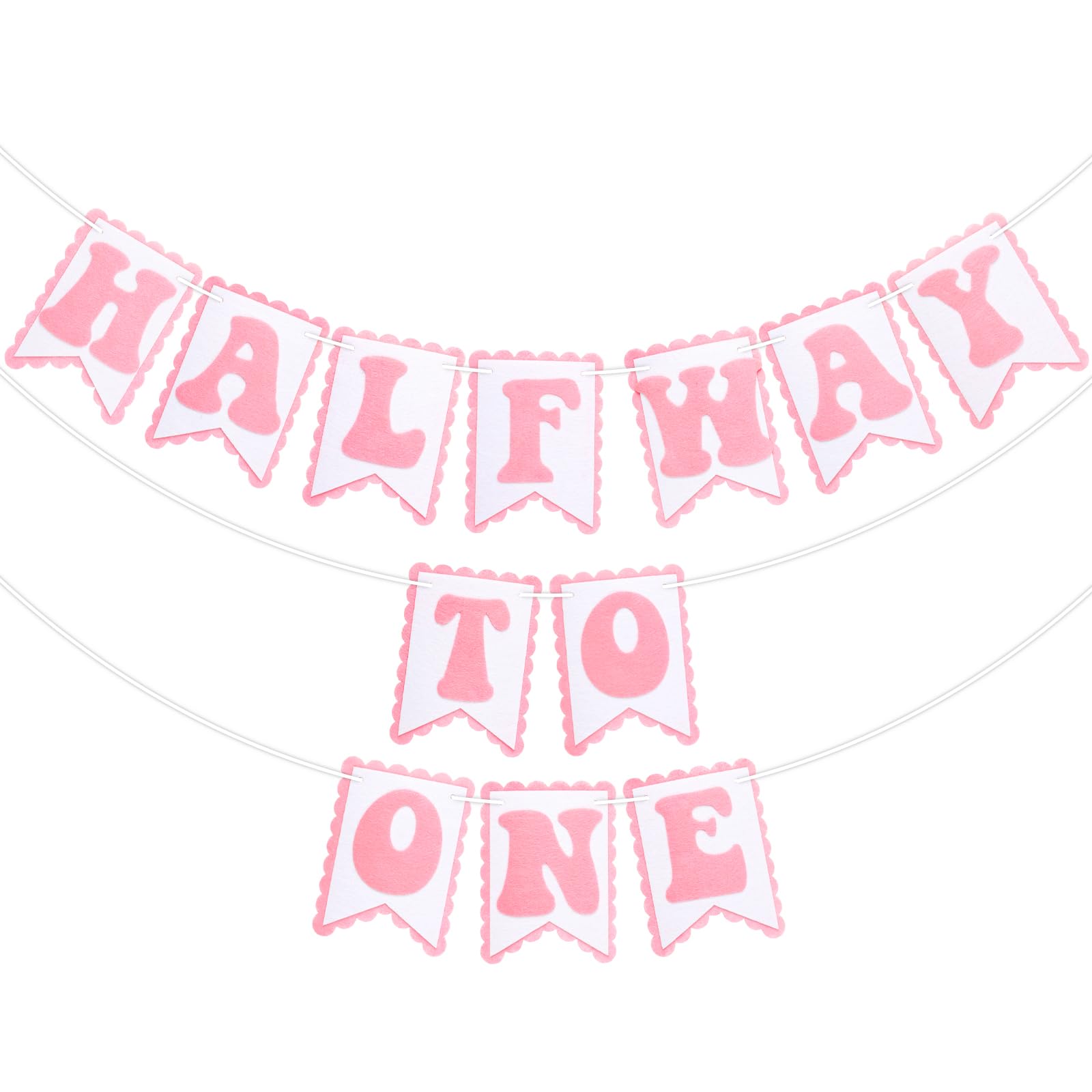 BLMHTWO Pink Half Way To One Banner, Sweet 6 Months Birthday Banner Half Birthday Decorations Little Princess 1/2 Hanging Party Garland Wall Backdrop Decor