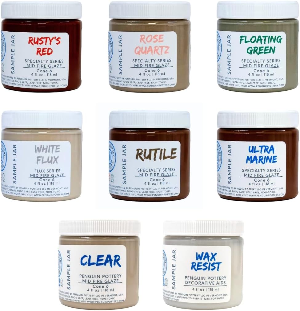 Penguin Pottery - Specialty Series Variety Set #1 - Medium Fire Cone 5 & 6 - Contains 8 4oz Glasses