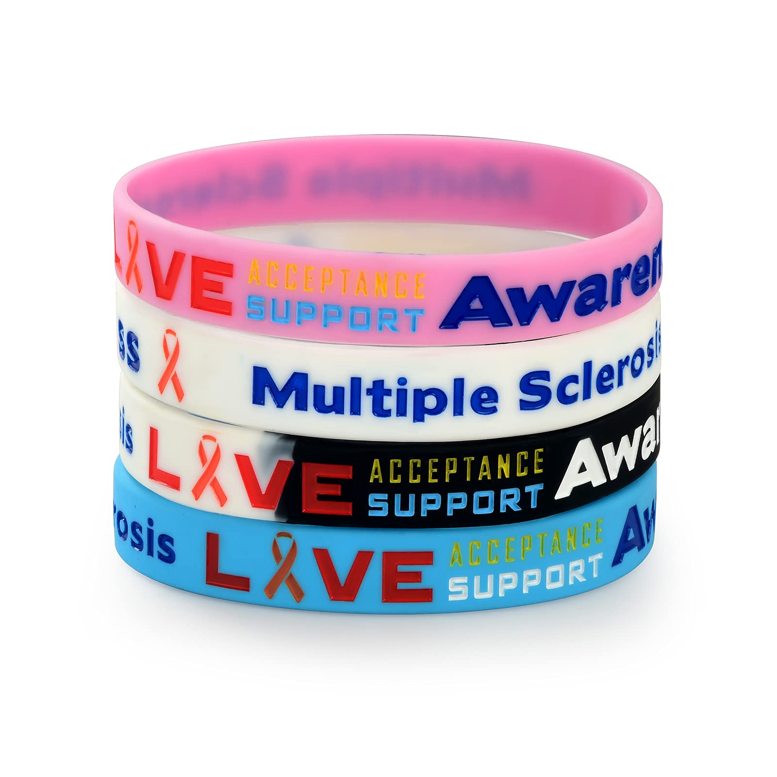 LuxglitterLin 5 Pack Sport Medical Alert ID Silicone Bracelet Rubber Medical Awareness Wristbands 7.5"
