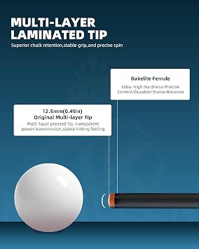 KONLLEN 2.0 Carbon Fiber Pool Cue with Professional Taper | Low Deflection Hand-Made Inlay Billiard Stick | Ultra-Smooth Shaft for Adult & League Players