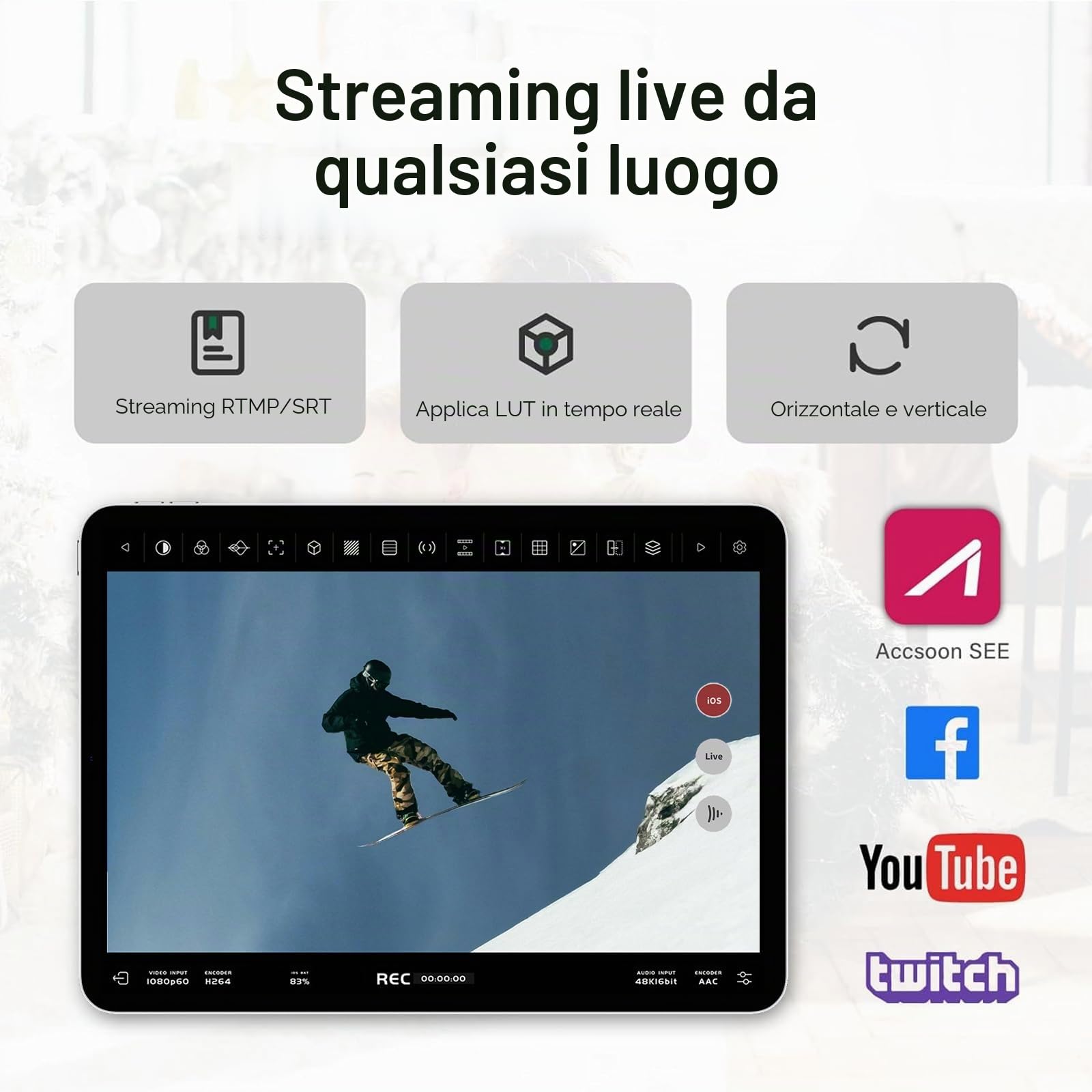 Accsoon SeeMo adattatore di acquisizione video da HDMI a USB C per TelePhone e iPad, supporto video 1080P 60FPS e monitoraggio/streaming/registrazione in tempo reale-Bianco
