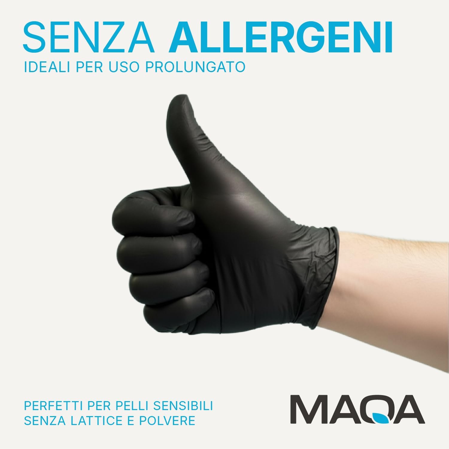 MAQA 800 Guanti Nitrile Neri Monouso | NO LATTICE, NO POLVERE | DPI Cat. III & Dispositivo Medico Classe I | Uso Professionale, Medico, Alimentare, Tattoo, Pulizie | Presa Microgrip, Taglia L