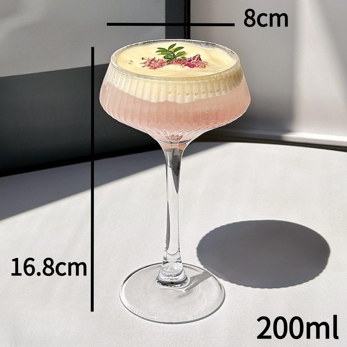 シャンパングラス、カクテル、ワイン、ゴブレット、ストライプ、ガラス、クリスタルクリア、200 ml、パーティー、バー、レストラン (