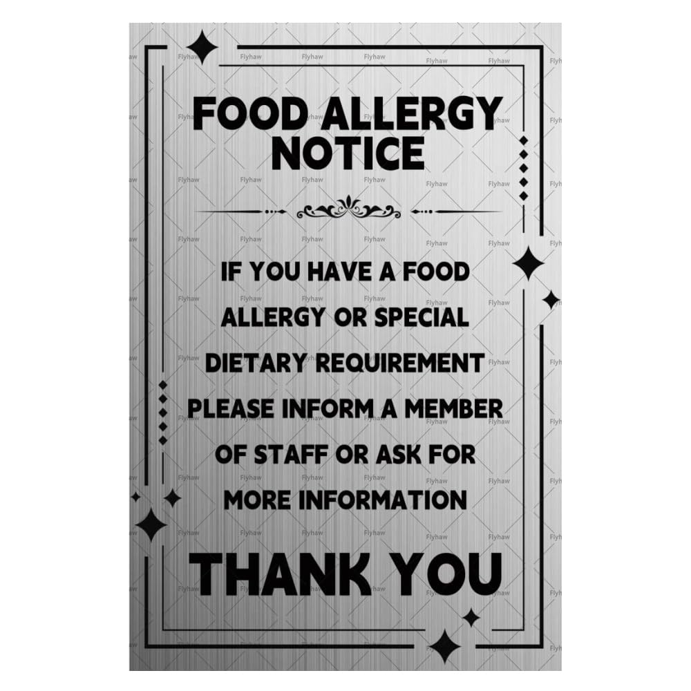 Vintage Metal Tin Sign Food Allergy Food Allergy Notice If You Have A Food Allerdy Or Special Dietary Requirement Plaque 8x12 Inches Custom Private Property Signs Outdoor