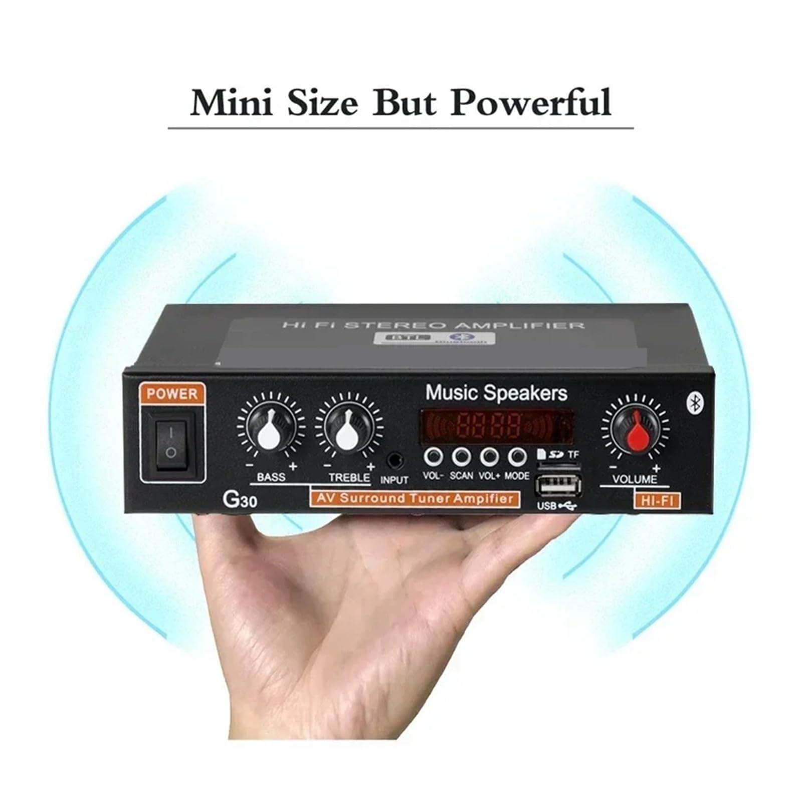 Amplificatore 45Wx2 canali 2.0 digitale for auto domestica potente Bluetooth HiFi stereo subwoofer AMP Per l'home cinema