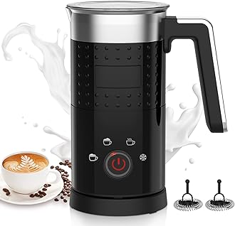 Milk Frother Electric 4 in 1 - Automatic Milk Frothers 300ml Large Capacity Milk Steamer Silent Operation Milk Heater and Warmer Hot & Cold Milk Foamer Maker for Latte Coffee Chocolate